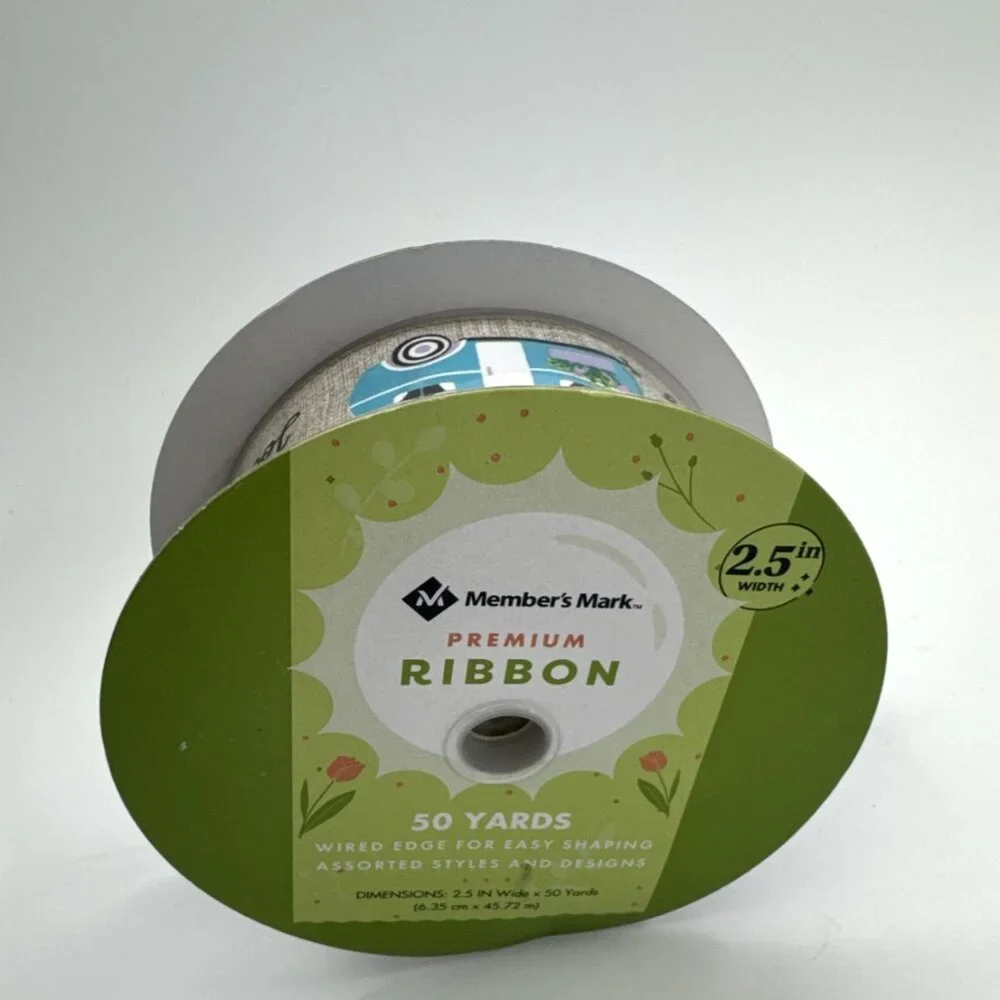 Decorative Wired Ribbon Enjoy The Journey 50 Yd Camper Wreath Craft Members Mark